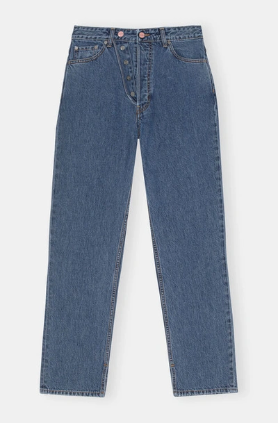 Shop Ganni Figni Jeans In Mid Blue Stone