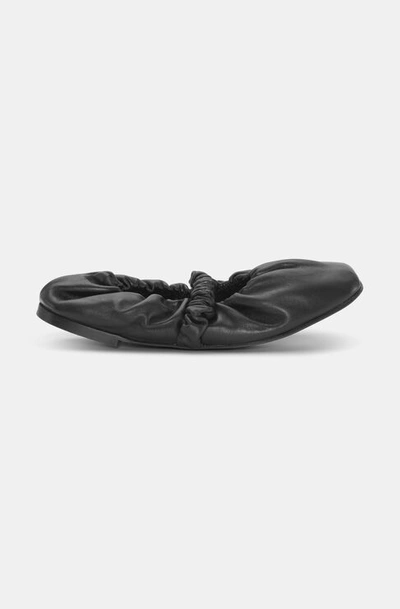 Shop Ganni Scrunchie Ballerinas In Black