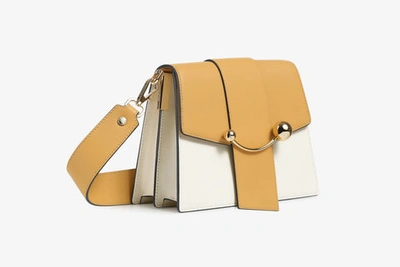 Shop Strathberry Box Crescent In Vanilla/caramel With Navy Edge