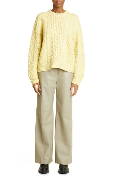 Shop Loulou Studio Secas Cable Knit Wool & Cashmere Sweater In Yellow