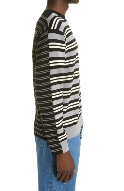 Shop Kenzo Splice Stripe Wool Sweater In Misty Grey