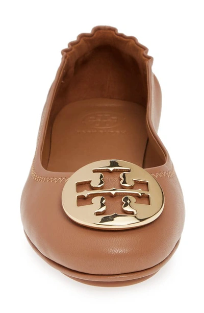 Shop Tory Burch Minnie Travel Ballet Flat In Royal Tan/ Gold