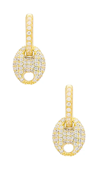 Shop Adinas Jewels Pave Mariner Drop Huggie Earring In Gold