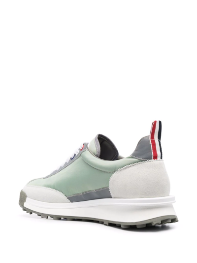 Shop Thom Browne Panelled Low-top Lace-up Sneakers In Green