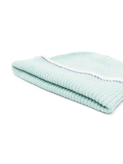 Barrie Shearling-trim Cashmere Beanie In Blau