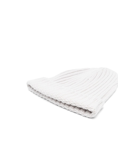 Shop Barrie Ribbed Cashmere Beanie In Grau