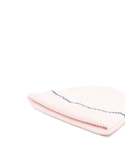 Shop Barrie Ribbed Cashmere Beanie In Rosa