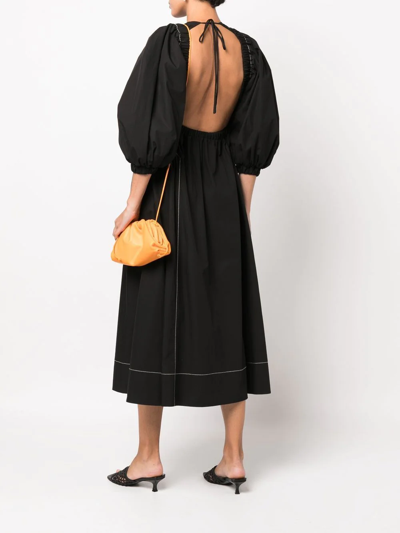 Shop Rejina Pyo Puff-sleeve Midi Dress In Schwarz