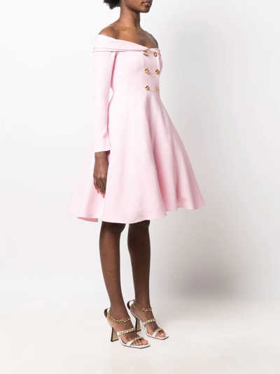 Shop Giambattista Valli Off-shoulder Button-detail Dress In Pink