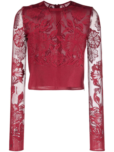 Giambattista Valli Lace-design Blouse In Red