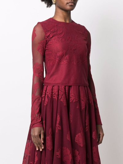 Giambattista Valli Lace-design Blouse In Red