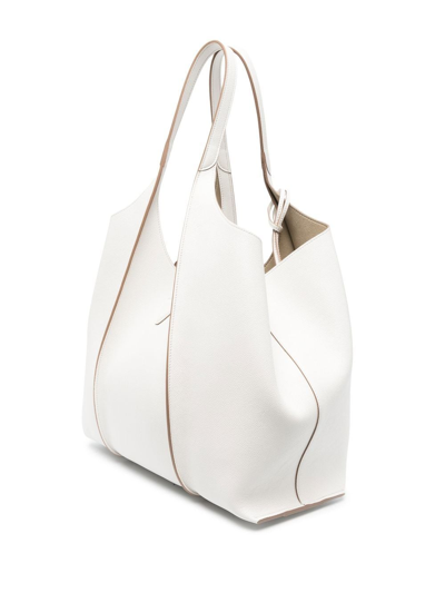 Shop Tod's Medium Leather Tote Bag In Weiss