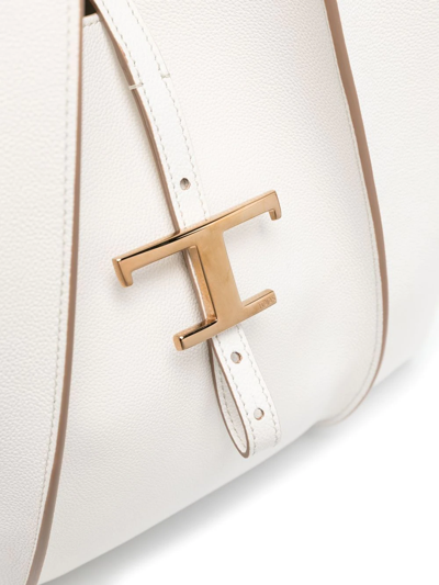 Shop Tod's Medium Leather Tote Bag In Weiss