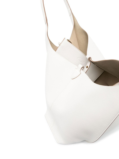 Tod's White Shopping Leather Tote Bag In Weiss
