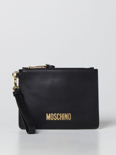 Shop Moschino Couture Leather Clutch In Black