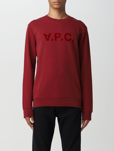 Shop Apc Sweatshirt A.p.c. Men Color Burgundy