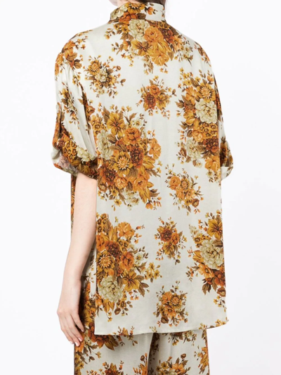 Shop Alemais Derby Floral-print Lounge Shirt In Orange