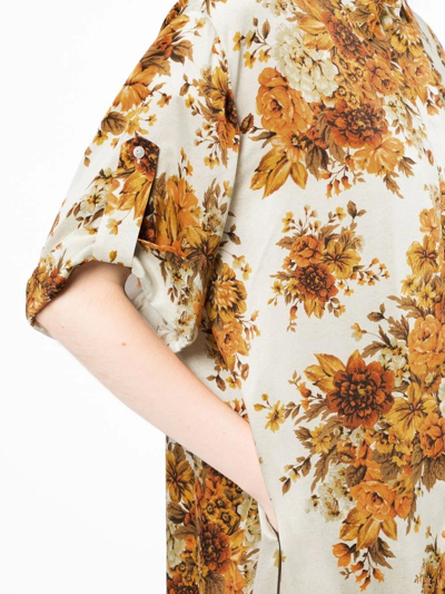 Shop Alemais Derby Floral-print Lounge Shirt In Orange