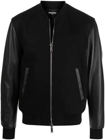 Shop Dsquared2 X Ibrahimović Hybrid Bomber Jacket In Black