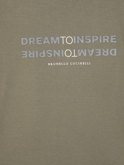 Shop Brunello Cucinelli Dream To Inspire Print T-shirt In Grün