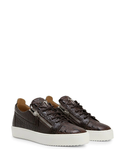 Shop Giuseppe Zanotti Frankie Lace-up Sneakers In Brown