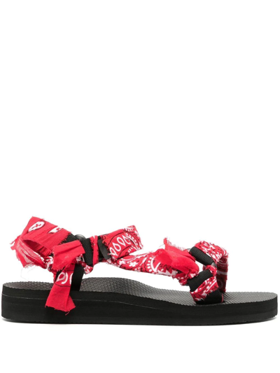Shop Arizona Love Trekky Bandana-print Flat Sandals In Red Bandana - Red Bandana