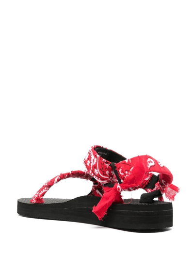 Shop Arizona Love Trekky Bandana-print Flat Sandals In Red Bandana - Red Bandana