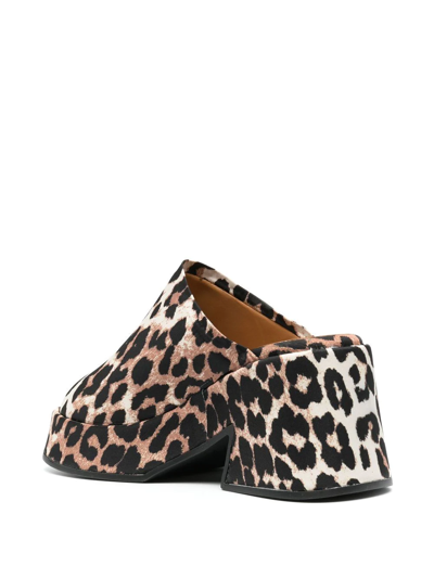 Ganni Retro 90 Leopard-print Satin Platform Mules In 943 - Leopard