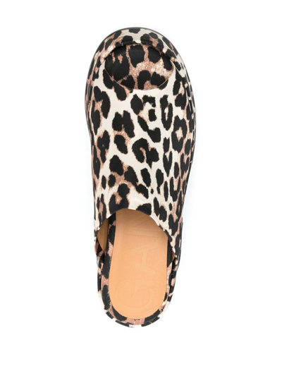 Ganni Retro 90 Leopard-print Satin Platform Mules In 943 - Leopard