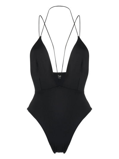 St Agni X Ziah Jagger Deep-v Swimsuit In Black