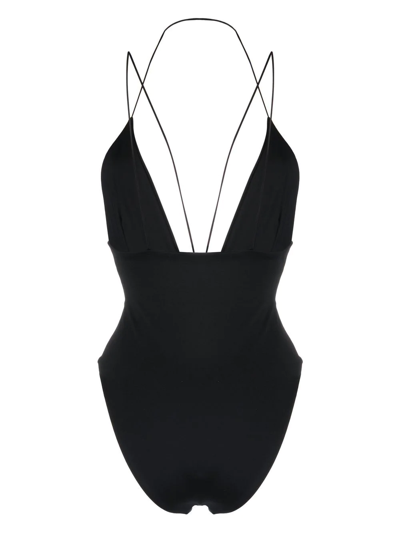 St Agni X Ziah Jagger Deep-v Swimsuit In Black