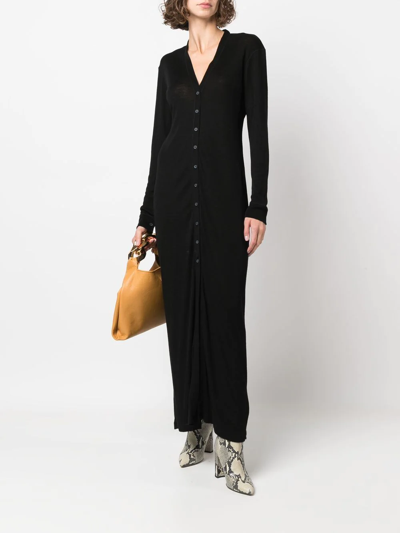 Shop Filippa K Buttoned-up Knitted Dress In Black