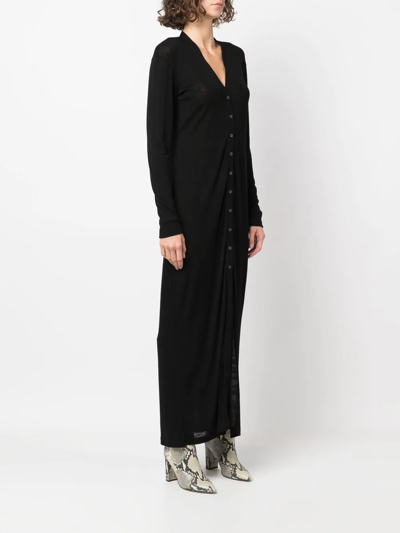 Shop Filippa K Buttoned-up Knitted Dress In Black