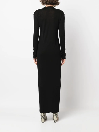 Shop Filippa K Buttoned-up Knitted Dress In Black