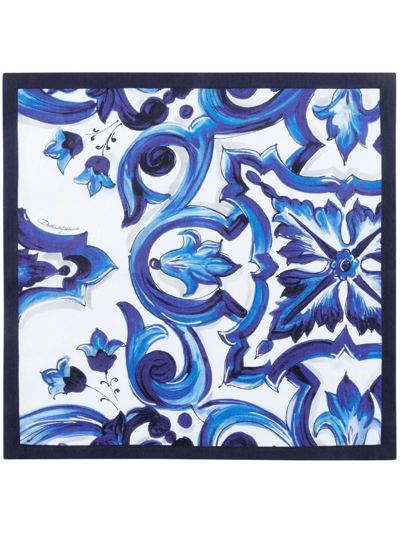 Dolce & Gabbana Set Of Two Linen Napkins In Blue