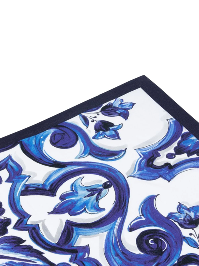 Dolce & Gabbana Set Of Two Linen Napkins In Blue