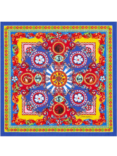 Dolce & Gabbana Set Of Two Linen Napkins In Blue