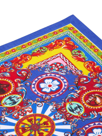 Dolce & Gabbana Set Of Two Linen Napkins In Blue