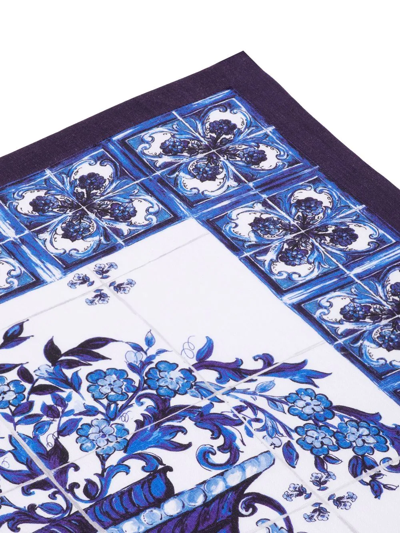 Shop Dolce & Gabbana Set Of Two Linen Napkins In Blue
