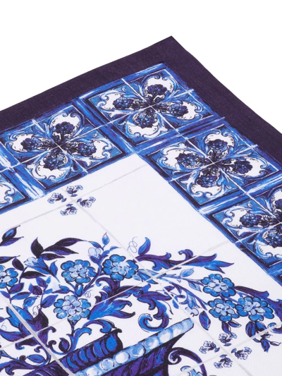 Dolce & Gabbana Set Of Two Linen Napkins In Blue
