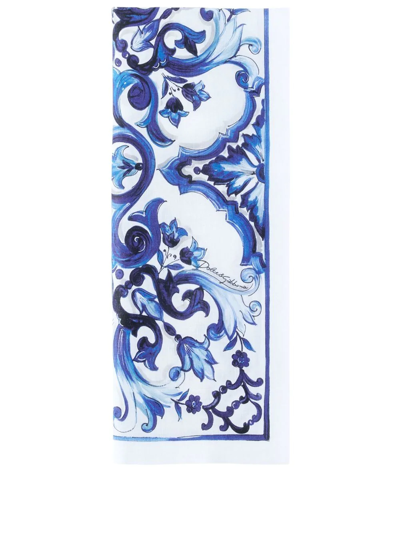 Shop Dolce & Gabbana Set Of Two Linen Napkins In Blue