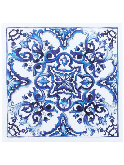 Dolce & Gabbana Set Of Two Linen Napkins In Blue