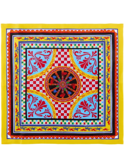 Dolce & Gabbana Set Of Two Linen Napkins In Yellow
