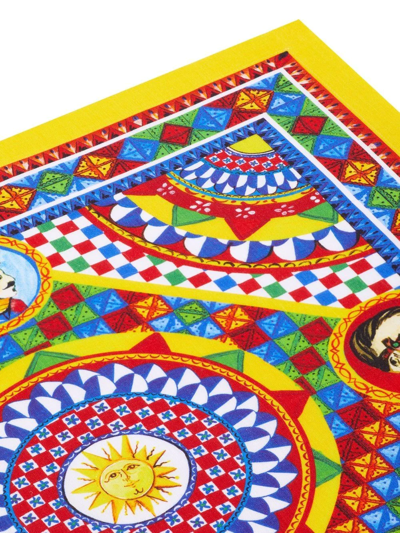Dolce & Gabbana Set Of Two Linen Napkins In Yellow