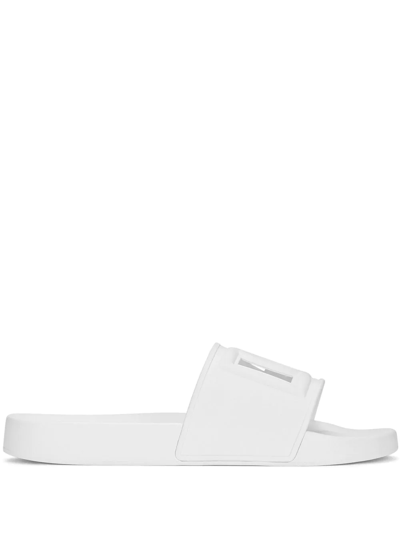 Shop Dolce & Gabbana Dg-logo Cut-out Slides In White