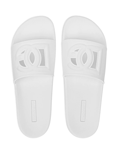 Shop Dolce & Gabbana Dg-logo Cut-out Slides In White