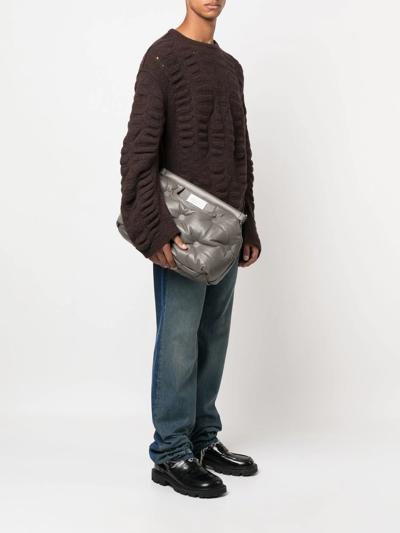 Shop Maison Margiela Medium Glam Slam Classique Shoulder Bag In Grey