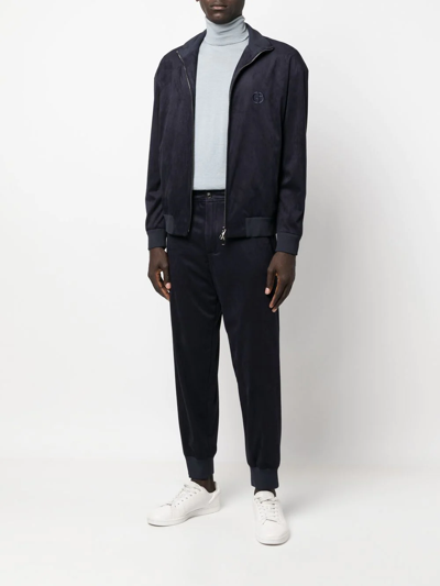Giorgio Armani Cuffed Tapered-leg Trousers In Blau