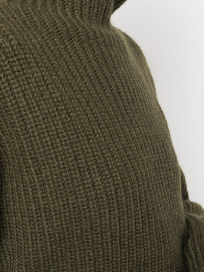 Shop Anine Bing Sydney Ribbed-knit Jumper In Green