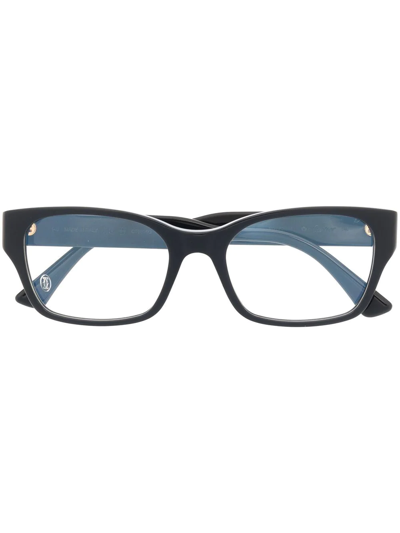 Shop Cartier Polished-effect Rectangle-frame Glasses In Blue